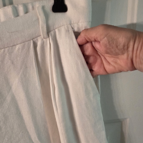 Abercrombie White Linen/Viscose Blend Wide Leg Pants Size 12/31 - Picture 4 of 7